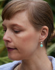 Shell drop earring with mint green chrysoprase stone