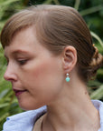 Shell drop earring with mint green chrysoprase stone