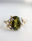 2.07ct Tourmaline waiting ring set in platinum with 18k gold berries.