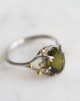 2.07ct Tourmaline waiting ring set in platinum with 18k gold berries.