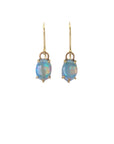 Coober Pedy opal dangle earrings in gold by Hannah Blount