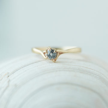 grey violet Sapphire gold branch ring handmade by Hannah Blount