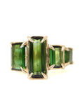 four stone green tourmaline and gold ring