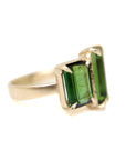 four stone green tourmaline and gold ring