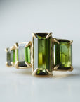 four stone green tourmaline and gold ring