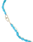 Kingman turquoise necklace with lavender-hued silk and silver clasp by Hannah Blount