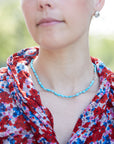 Kingman turquoise necklace with lavender-hued silk and silver clasp by Hannah Blount