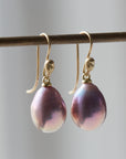 pink freshwater baroque pearl drop earrings with gold lady cameo face ear wires by hannah blount jewelry