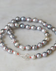 Tahitian pearl strand with silver barnacles by Hannah Blount