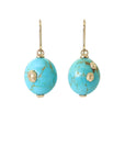 Kingman turquoise Ruthie B. earrings with gold barnacles by Hannah Blount
