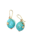 Kingman turquoise Ruthie B. earrings with gold barnacles by Hannah Blount