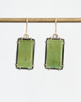 Green stone rectangular earrings