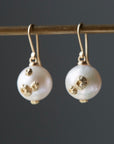 Sea Peach Pearl Ruthie B. Earrings with Barnacles