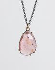 Pink tourmaline necklace on oxidized chain