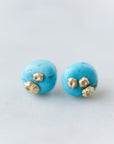 Kingman Turquoise Ruthie B. Studs with gold or silver barnacles - Hannah Blount Jewelry