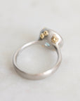 Back of platinum ring showing three gold barnacles