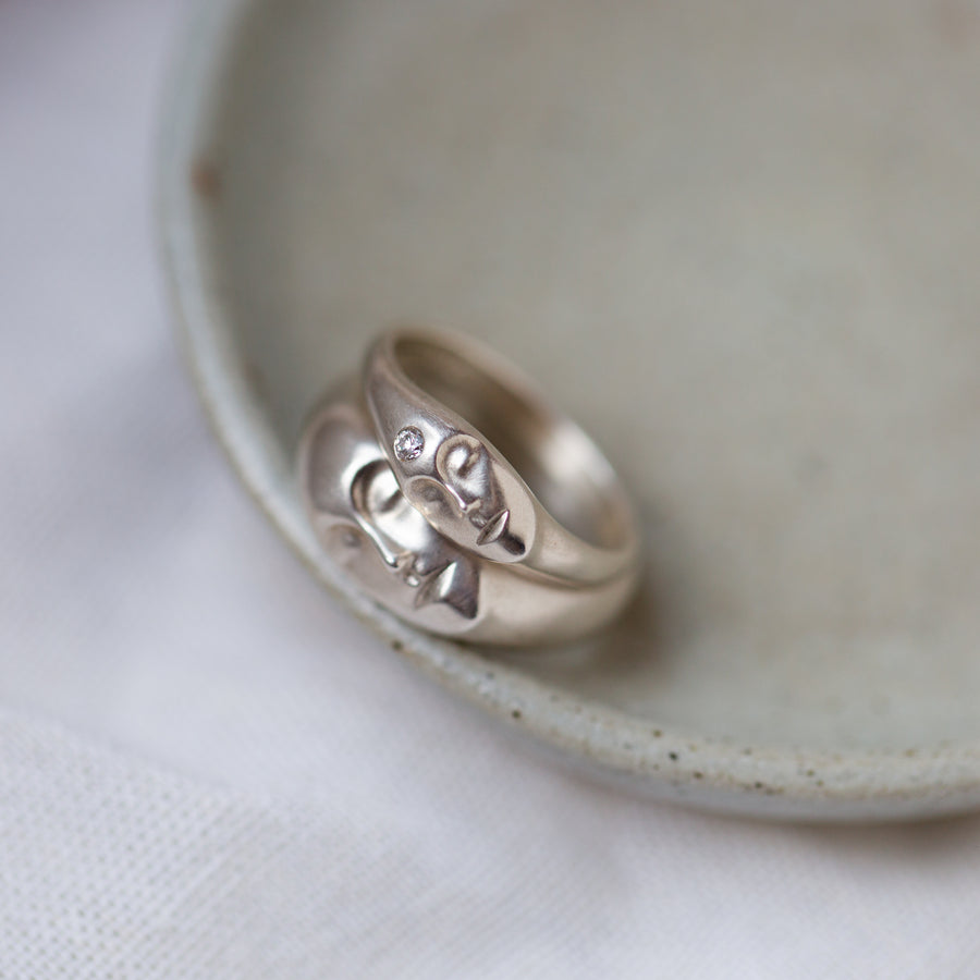 Cameo rings silver with diamond - Hannah Blount