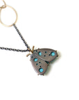 kingman turquoise longtail moth necklace with prongs by hannah blount jewelry