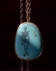 Skeleton scrimshaw turquoise necklace - Hannah Blount