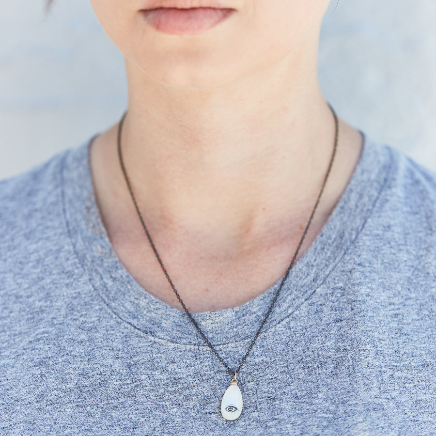 Mother of pearl scrimshaw eye necklace - Hannah Blount