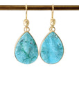 Gravity Waves Drusy Chrysocolla Cameo Figurehead Earrings-Hannah Blount Jewelry