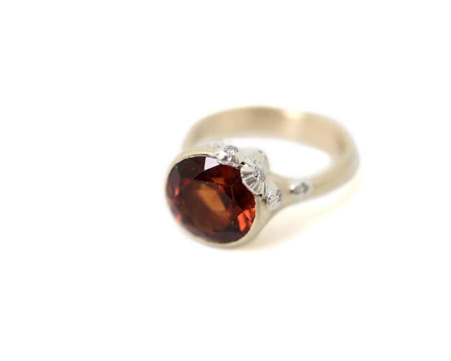 Red Sea Garnet Ruthie B. Ring with Diamonds-Hannah Blount Jewelry