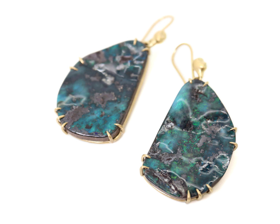 Mirror Magic Australian Boulder Opal Cameo Earrings-Hannah Blount Jewelry