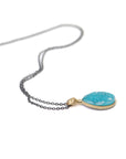 Juturna Drusy and Diamond Chrysocolla Cameo Necklace-Hannah Blount Jewelry