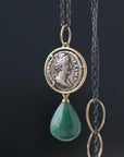 Ancient Empress Faustina The Elder Coin Vanity Necklace with Aventurine-Hannah Blount Jewelry