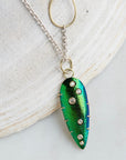 Speckled Diamond Jewel Beetle Wing Vanity Necklace-Hannah Blount Jewelry