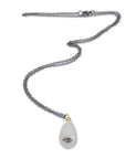 Small Mother of Pearl Lover's Eye Scrimshaw Necklace-Hannah Blount Jewelry