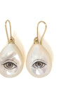 Mother of Pearl Lover's Eye Flare Scrimshaw Earrings-Hannah Blount Jewelry