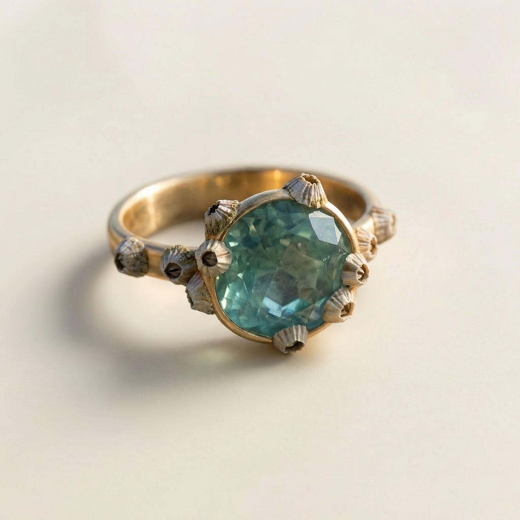 HBJ sapphire ring with real barnacles