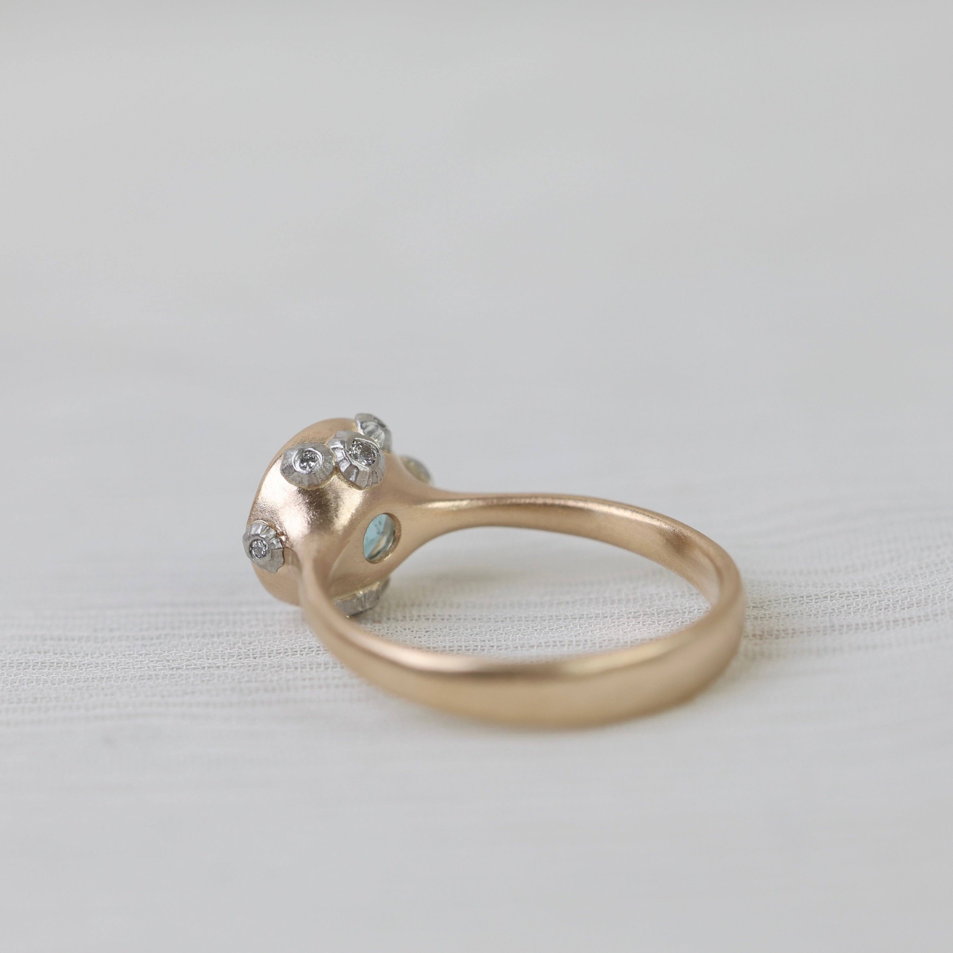 Gold ring with platinum barnacles and diamonds