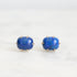 Pair of blue stone earrings on a white background