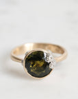olive tourmaline ruthie b ring in gold with barnacles 