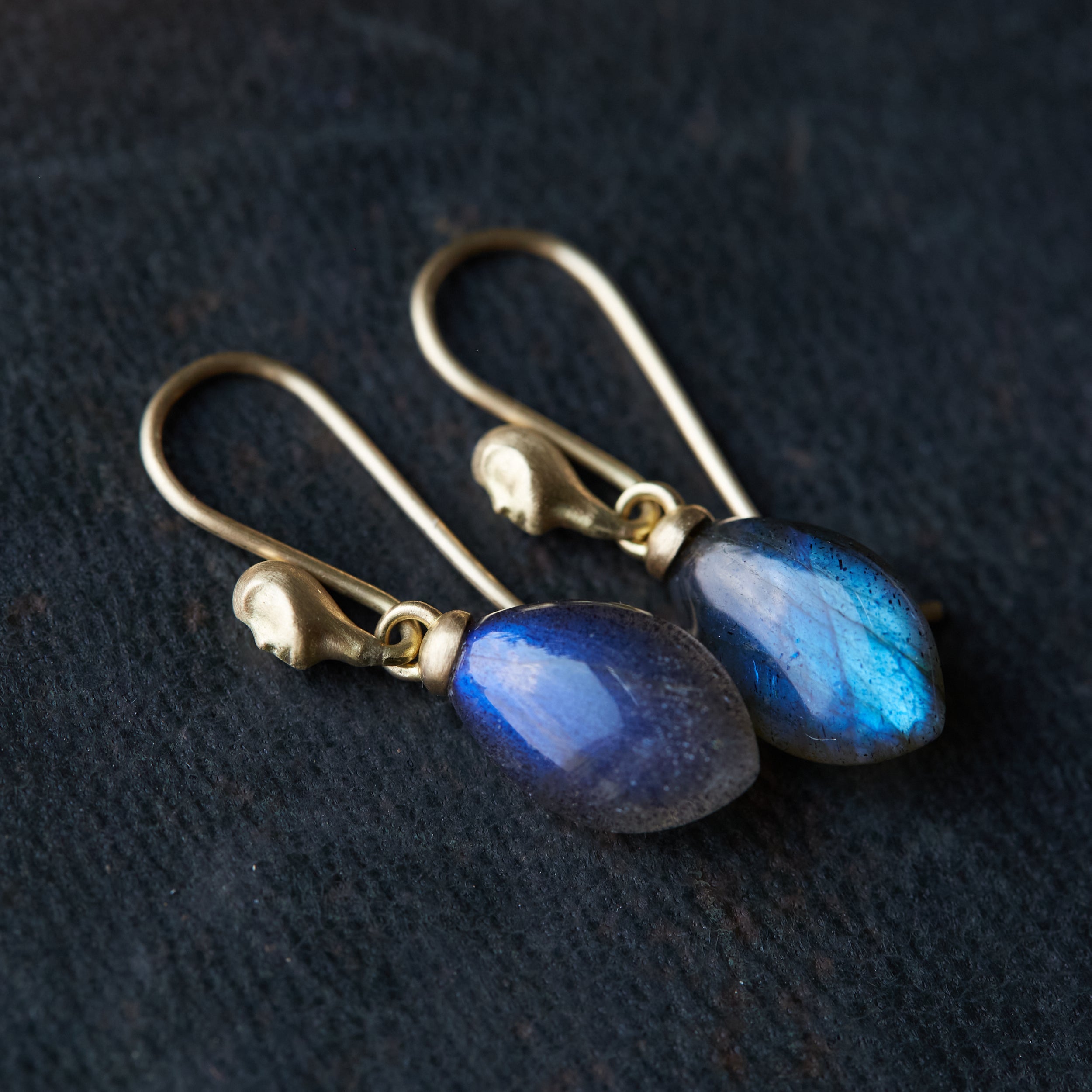 Labradorite Petal Figurehead Cameo Earrings