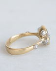 Gold ring with platinum barnacles set with diamonds from behind 