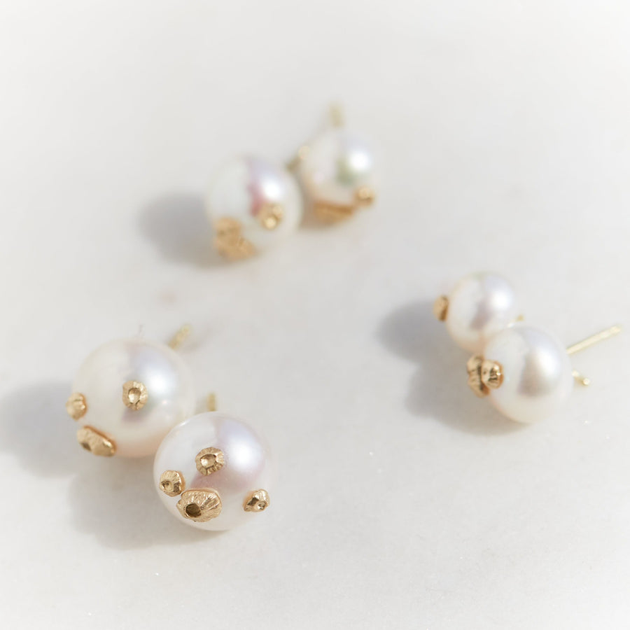 Handcrafted Pearl Studs with Barnacles – Hannah Blount Jewelry