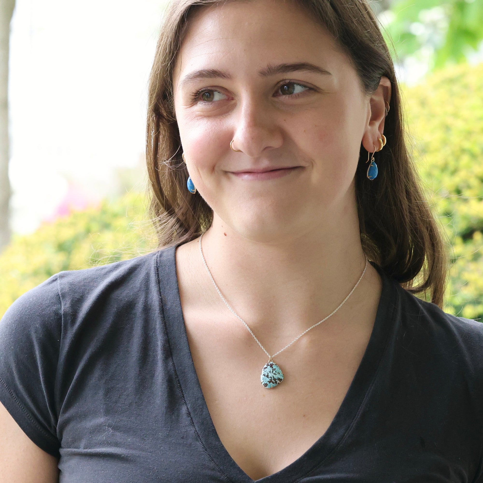 Turquoise Necklace on woman 