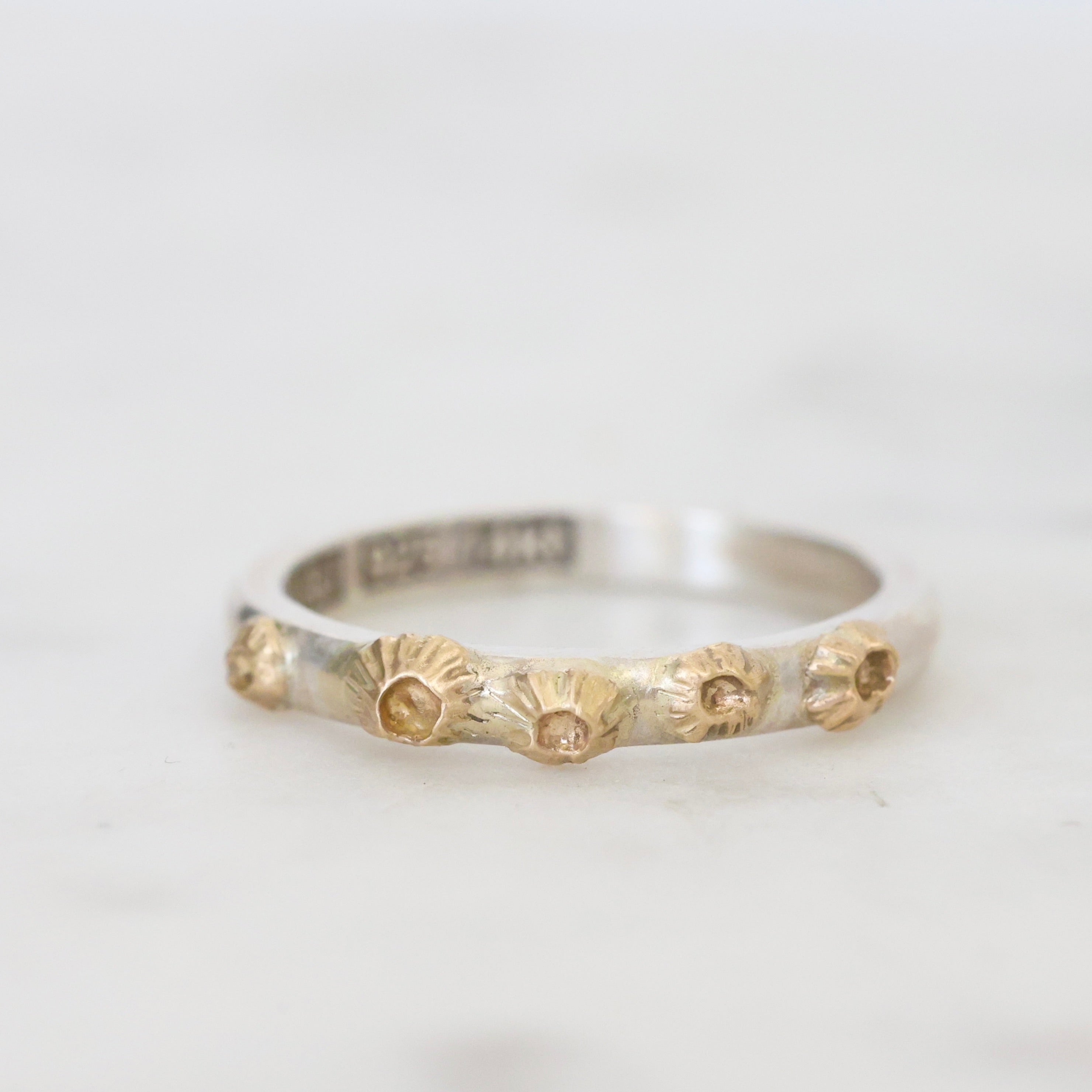 Handcrafted Barnacle Ring in silver and 14kt gold – Hannah Blount Jewelry