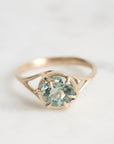 Gold branch ring with blue stone 