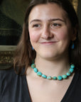 woman wearing chunky turquoise strand