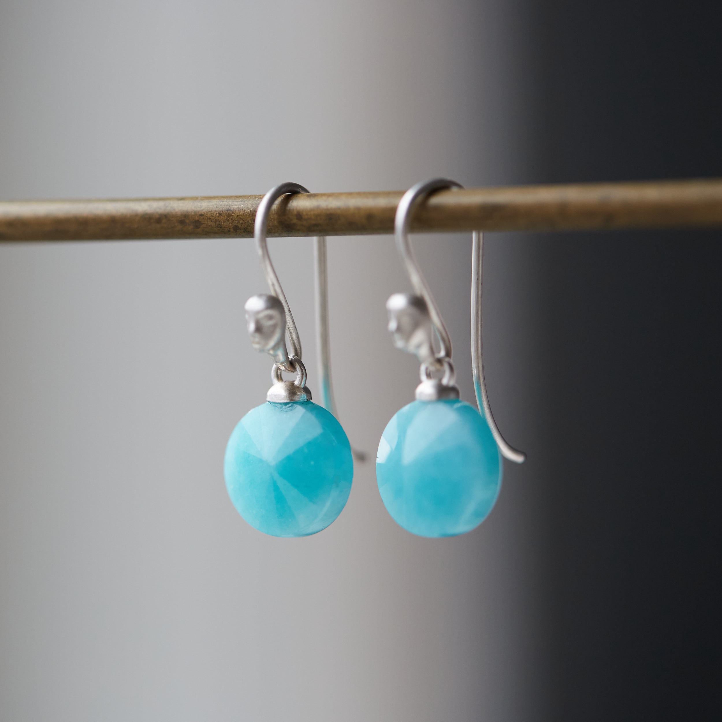 Amazonite Figurehead Cameo Earrings by Hannah Blount