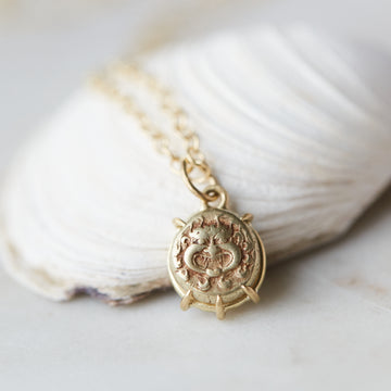 Golden Medusa Coin Vanity Necklace by Hannah Blount