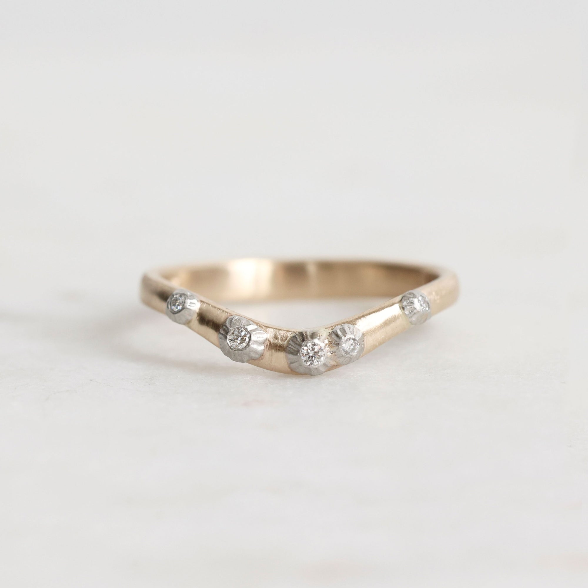 gold ring with platinum barnacles and diamonds