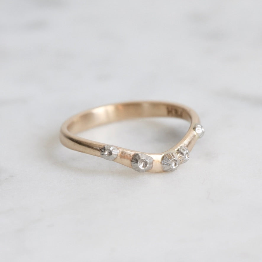 gold ring with platinum barnacles