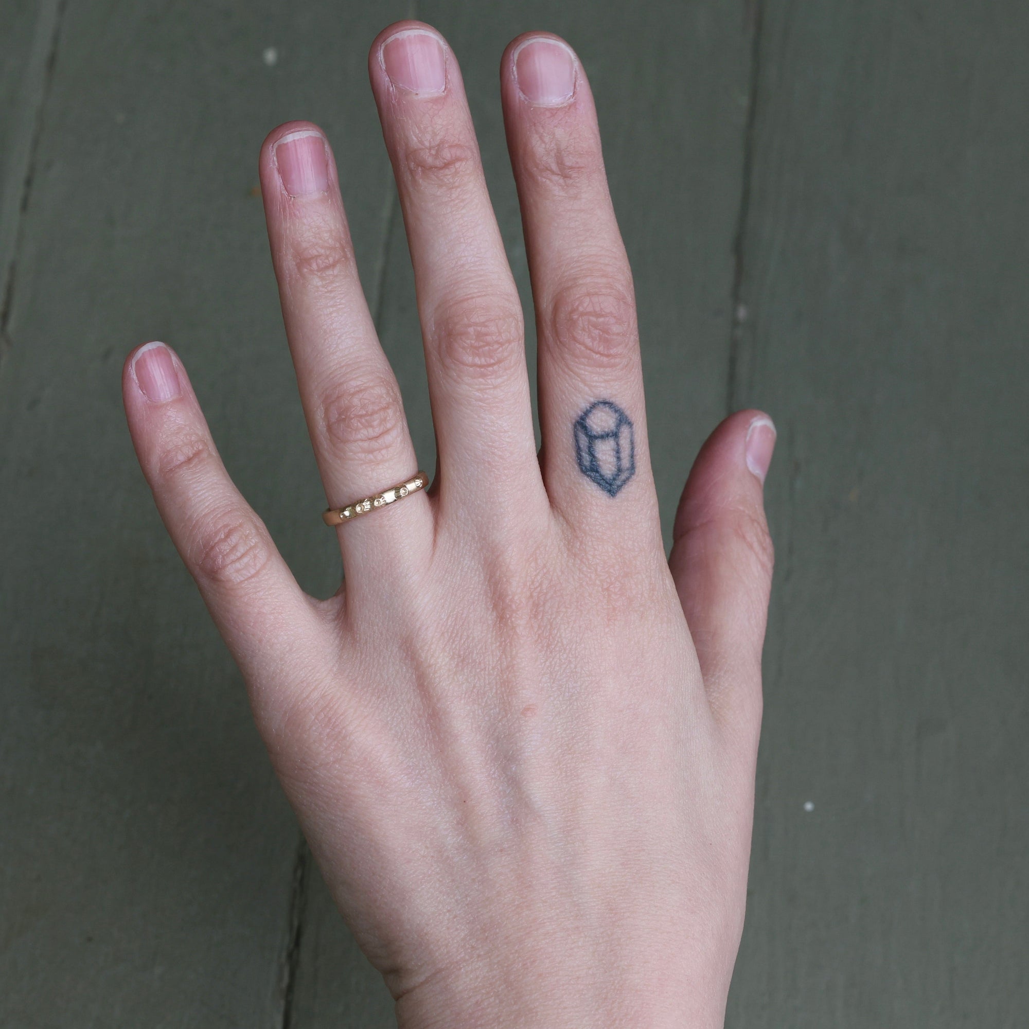 Barnacle Band in 14k Gold with 14k barnacles on hand 