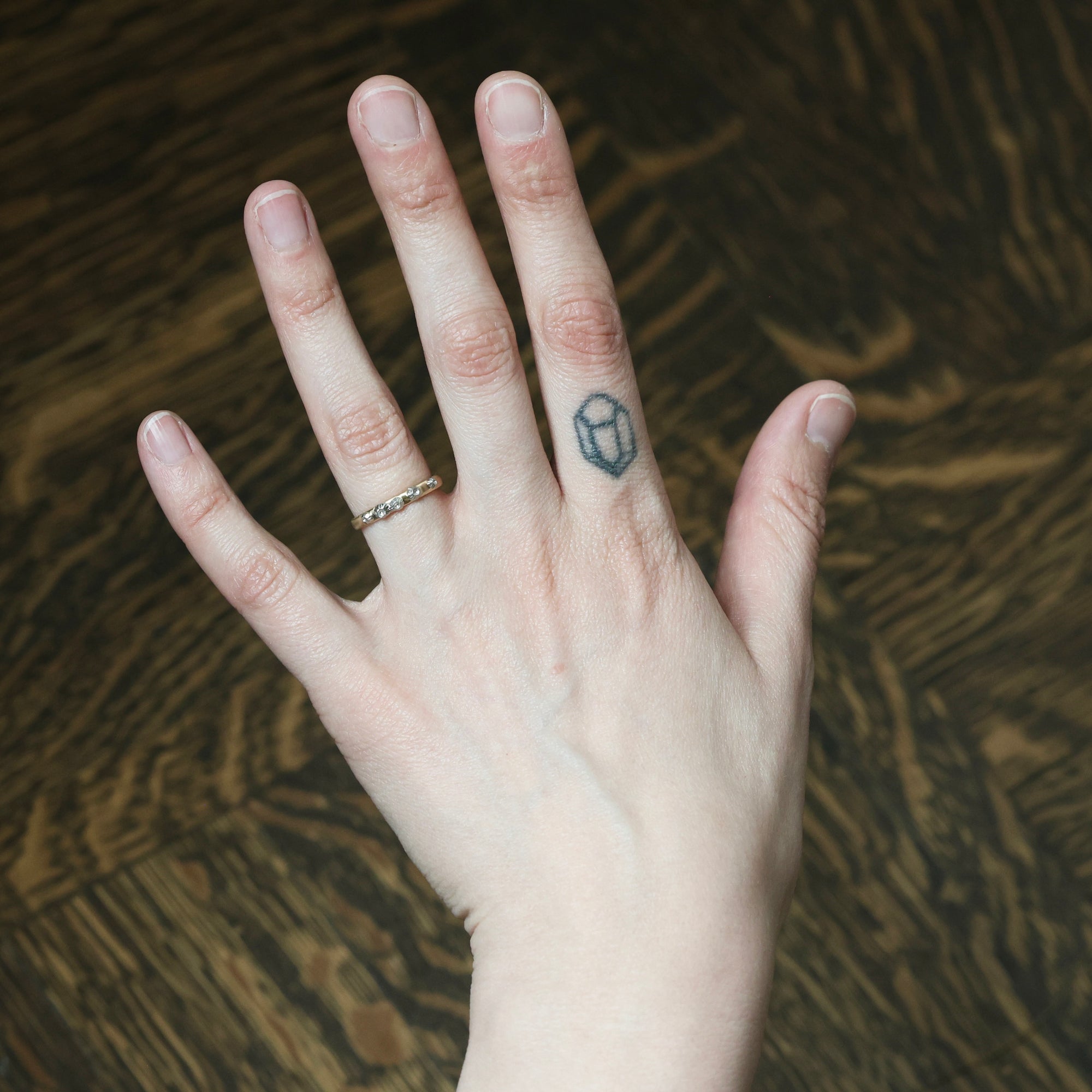 Barnacle Band in 14k Gold with Platnium barnacles on hand