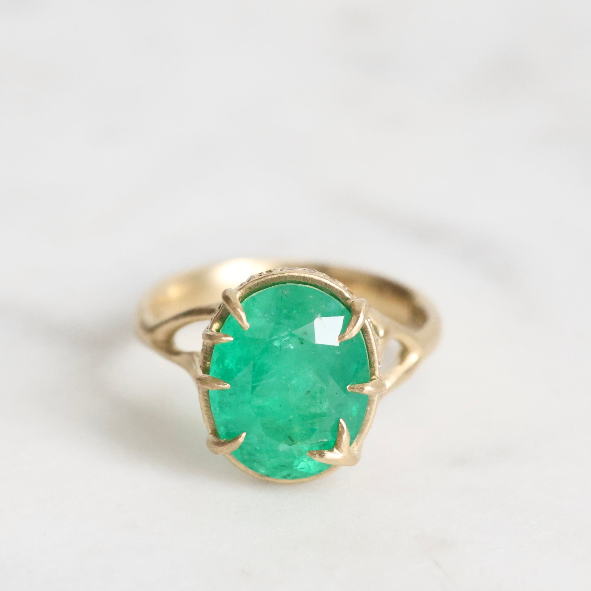 Large green gemstone ring